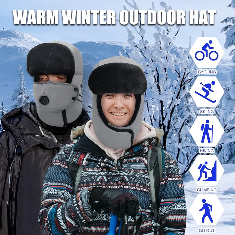 Outrip Winter Trapper Hat for Men & Women, Trooper Hunting Russian Fur Hat with Ear Flap & Mask Aviator Ushanka for Cold Weather - Image 2